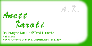 anett karoli business card